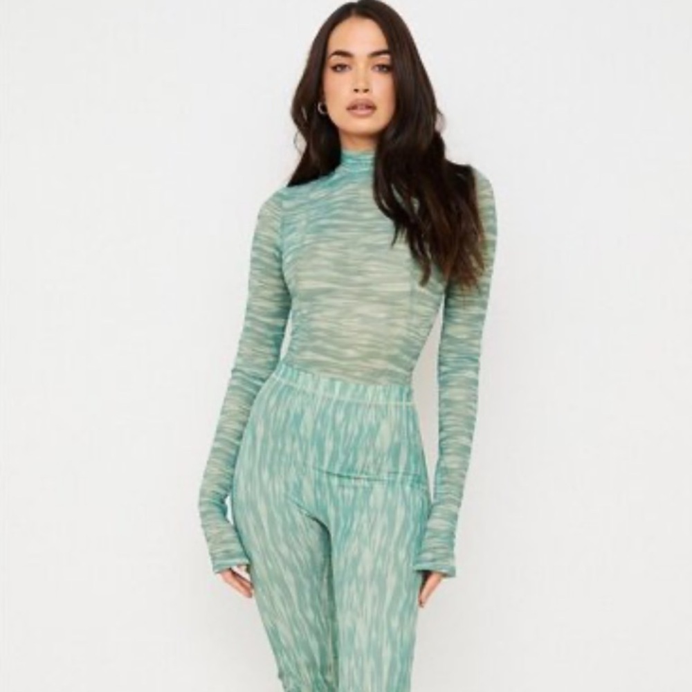 House of CB Eleanor Bodysuit in Ivy Print Mesh, Medium